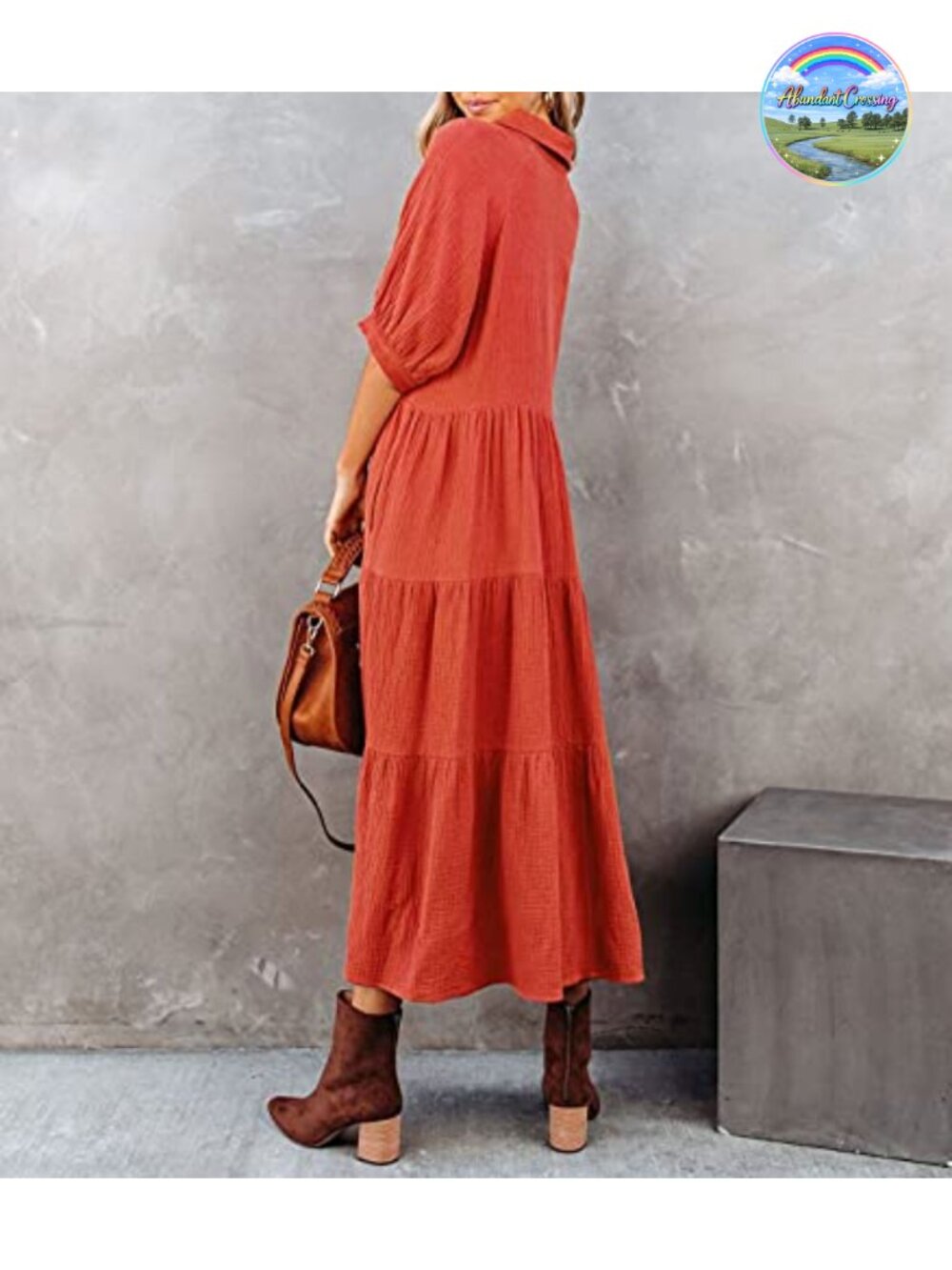 Women's Cotton Midi Dress Short Sleeve V-Neck Button Down Pockets